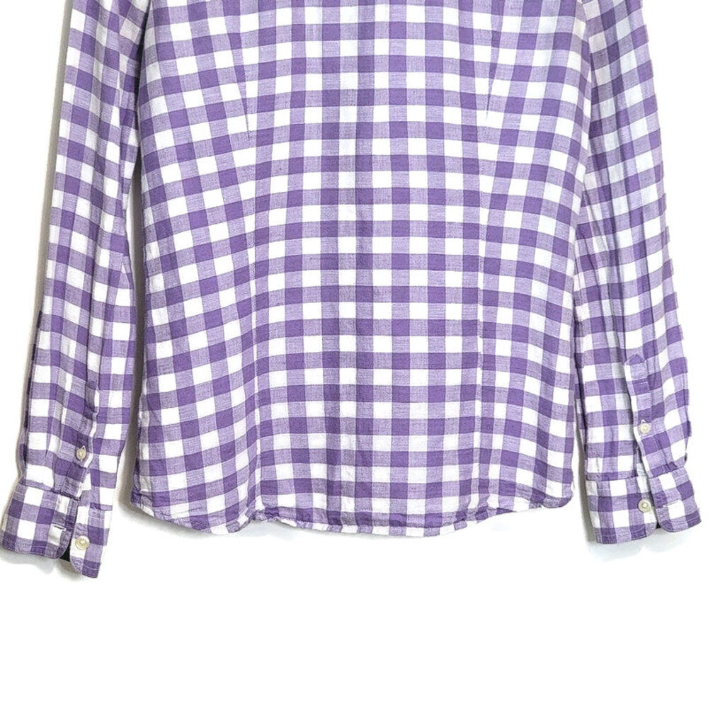 Banana Republic Linen Cotton Gingham Checked Soft Wash Button Down Shirt Size XS - Picture 12 of 16